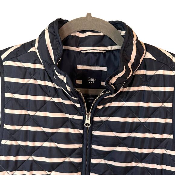 Gap Vest Women's Large Navy Blue White Stripe Sailing Zip up - Picture 2 of 4